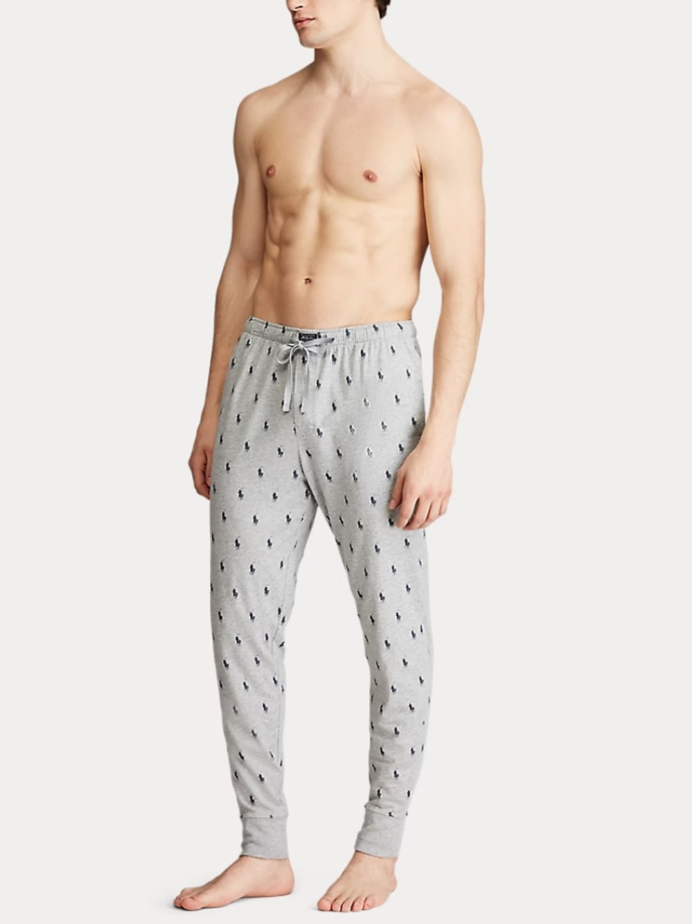 Polo by Ralph Lauren Gray Logo-Print Cotton Joggers Pajama Preppy Pants M Lounge
